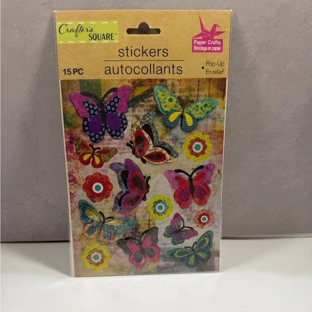 🩷5/$10 Crafter's Square Pop-Up Butterfly Stickers - Multicolor